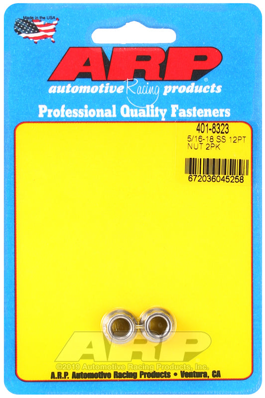 12pt SS Nut 5/16-18  2pk