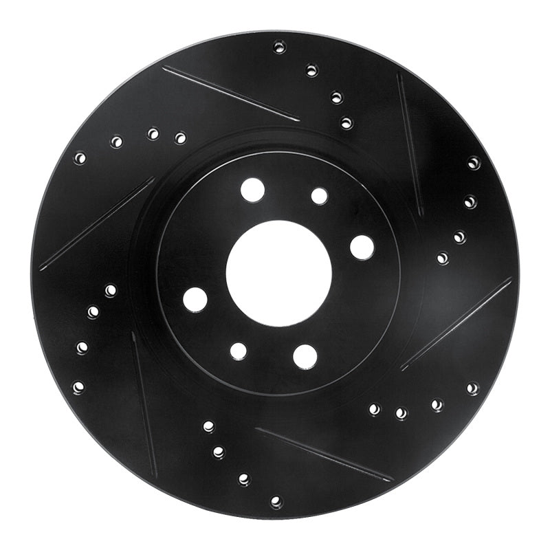 R1 2012-2019 Fiat 500E Front Right Drilled & Slotted Black Brake Rotor