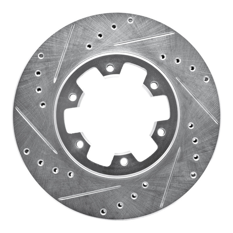 R1 85-02 Nissan Pickup Hardbody Front Left Drilled & Slotted Silver Brake Rotor
