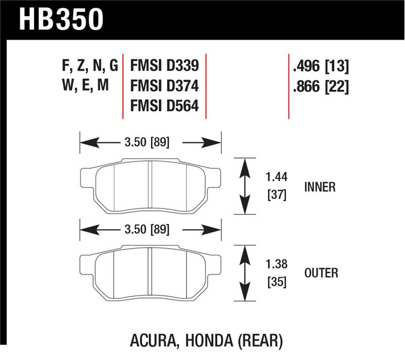 Hawk 90-01 Acura Integra (excl Type R) / 98-00 Civic Coupe Si HP+ Street Rear Brake Pads