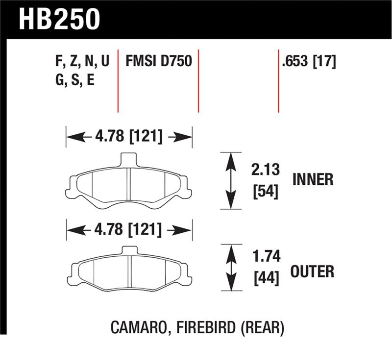 Hawk 1998-2002 Chevrolet Camaro SS 5.7 HPS 5.0 Rear Brake Pads