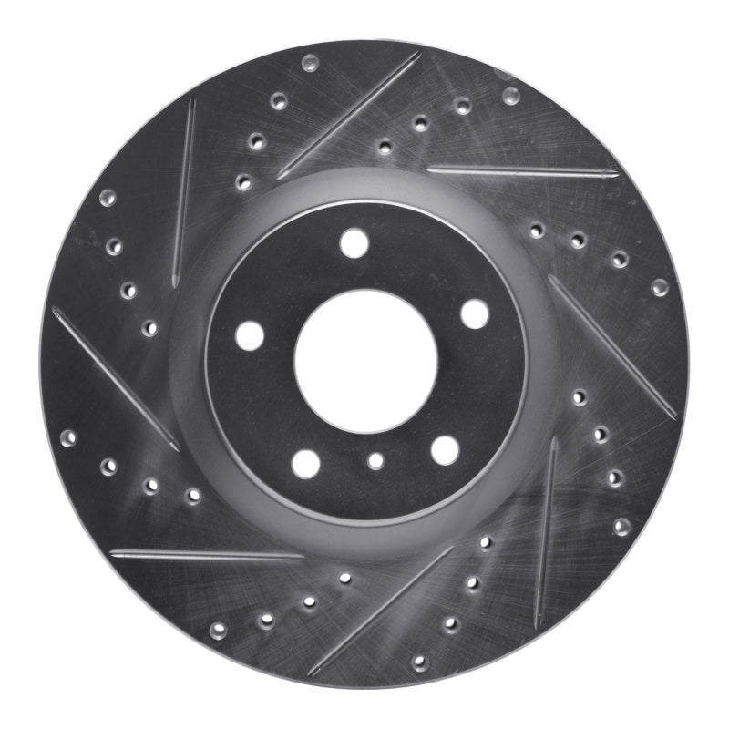 R1 09-23 Nissan 370Z Front Left Drilled & Slotted Silver Brake Rotor