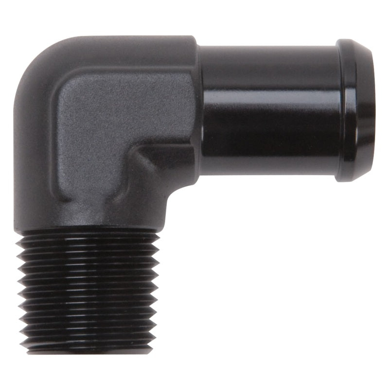 Hose End  90-deg 1/2npt to 3/4 Barb  Black