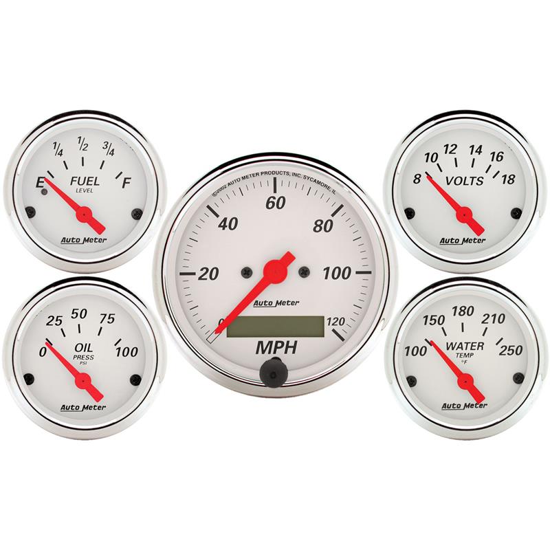 Arctic White Gauge Kit W/Red Pointer