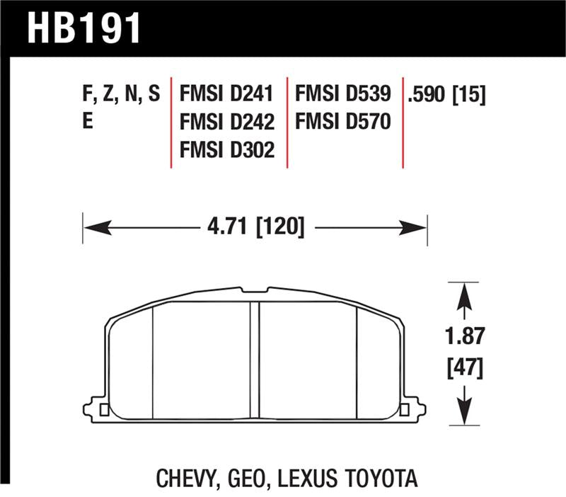 Hawk 86-88 Chevy Nova / 90-92 Geo Prizm GSI / 90-92 Prizm LSI / Toyota (Various) Race Front Brake Pa