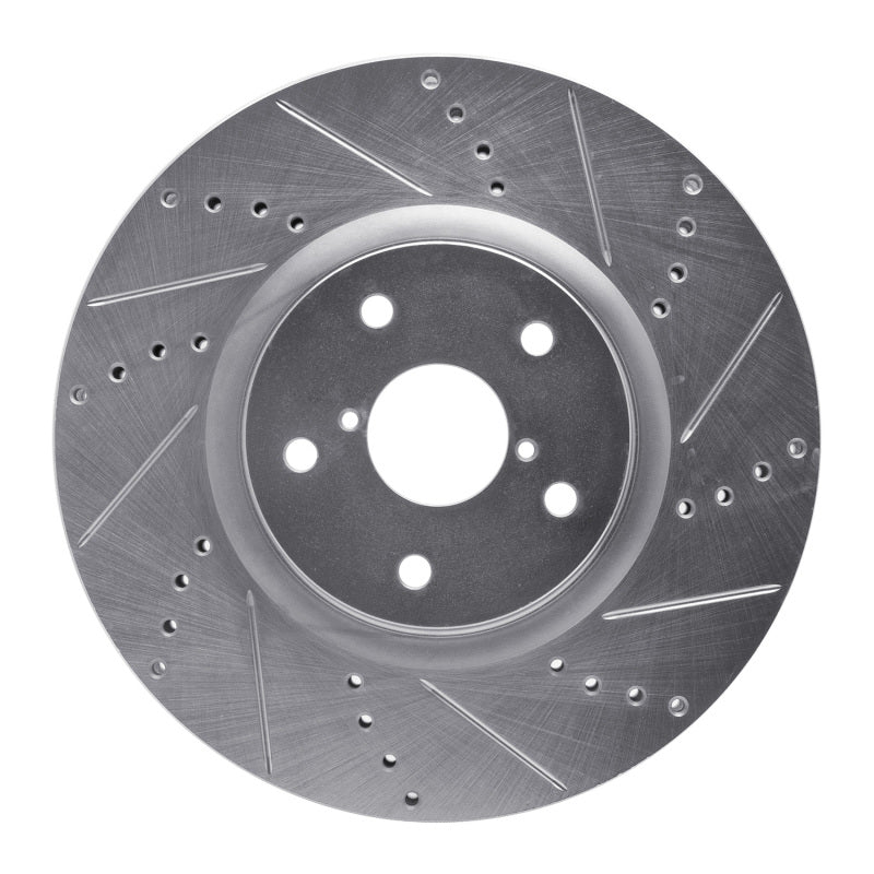 R1 05-20 Subaru WRX Front Right Drilled & Slotted Silver Brake Rotor