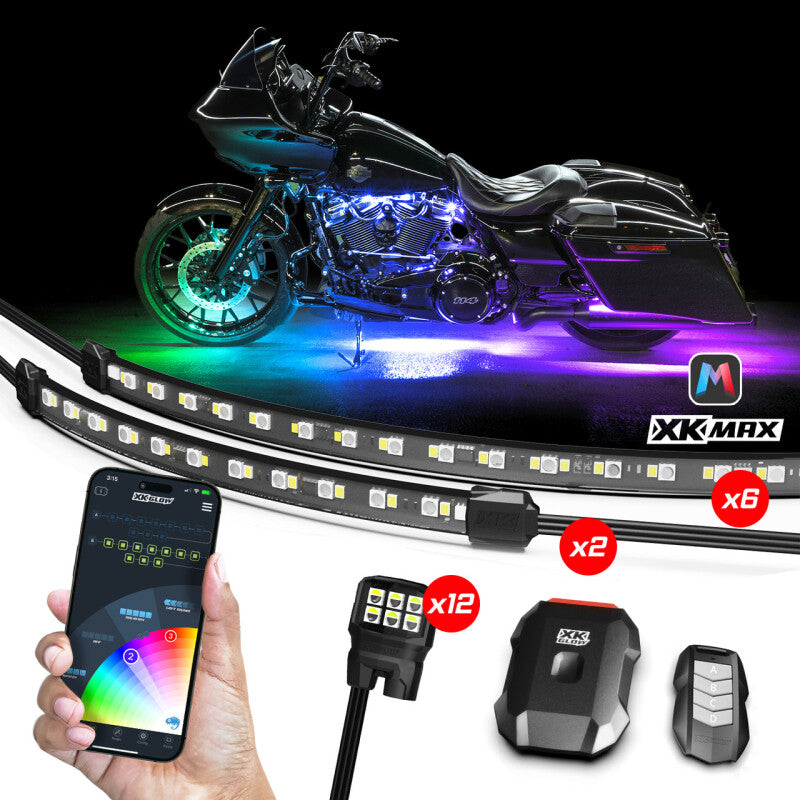 XK Glow XKmax RGBW 20pc addressable Motorcycle Underglow Light Kit