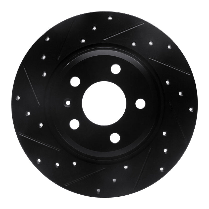R1 09-25 Audi A4 Left Drilled & Slotted Black Brake Rotor