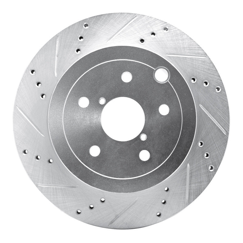 R1 08-20 Subaru Impreza Rear Left Drilled & Slotted Silver Brake Rotor