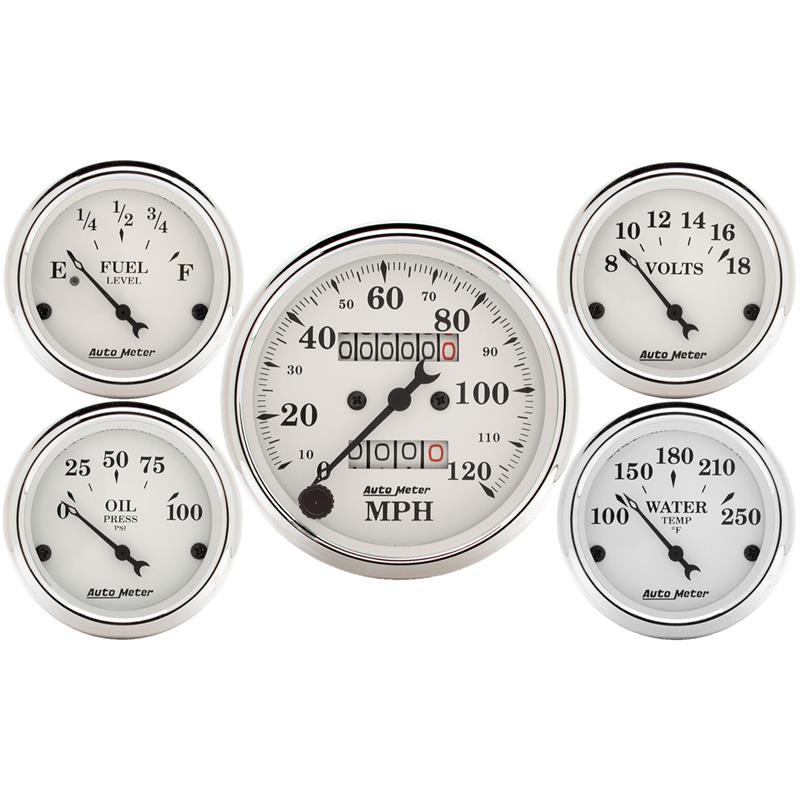 Old Tyme White Gauge Kit Mech Speedo