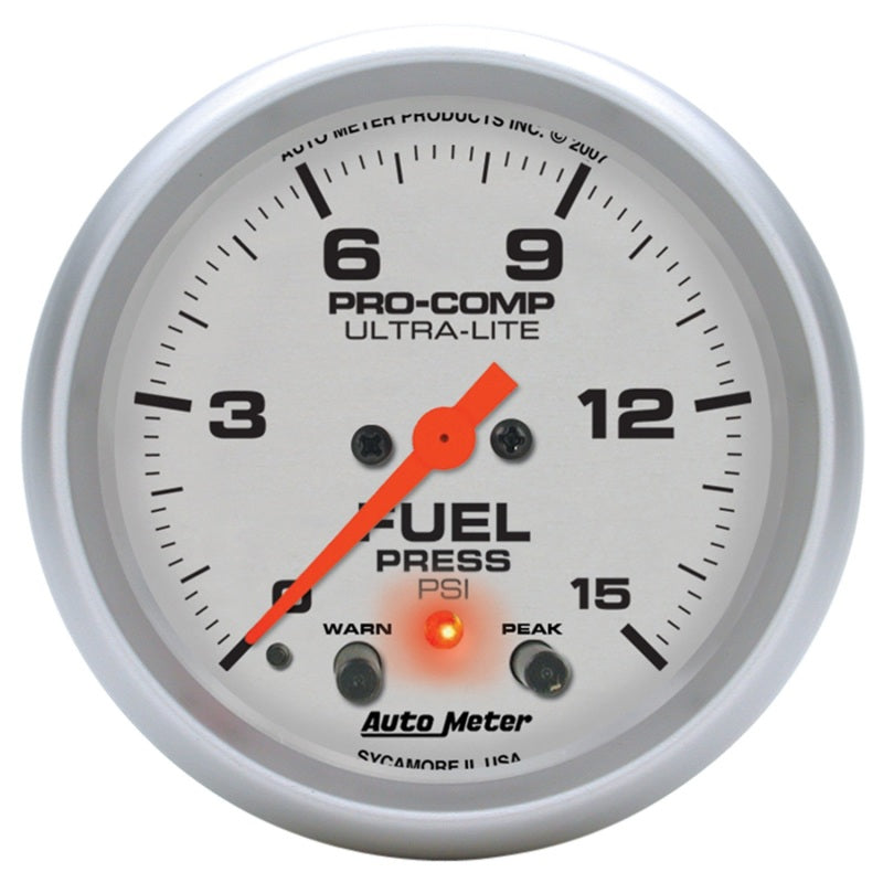 2-5/8in U/L Fuel Press. Gauge w/Peak & Warning