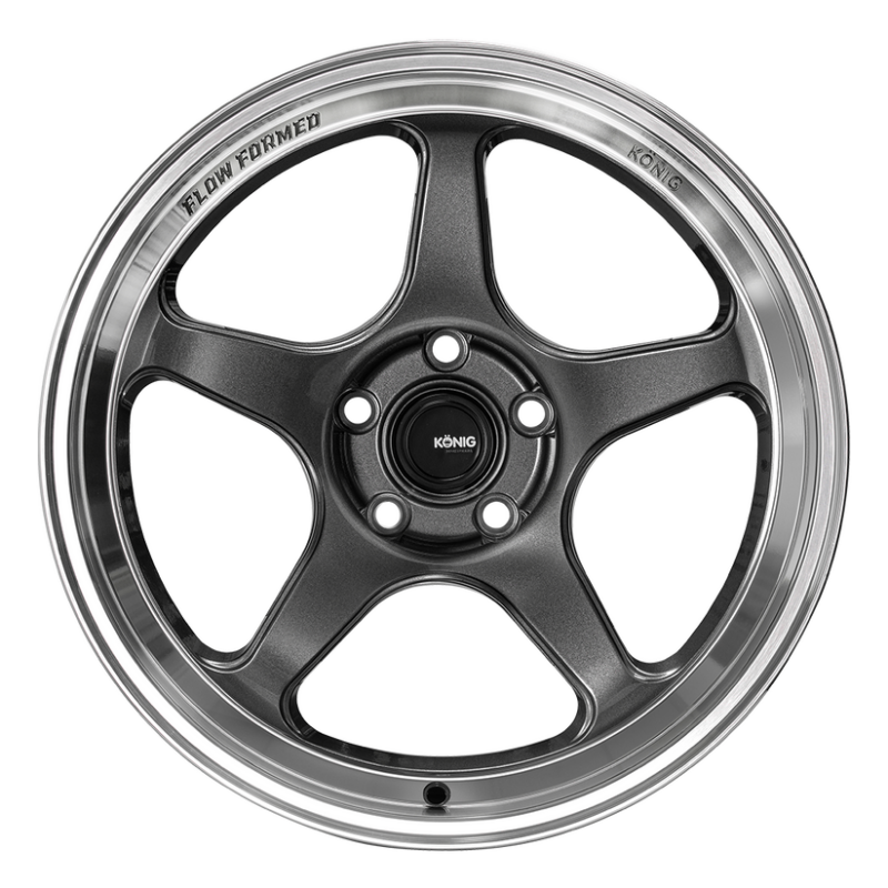 Konig Hyperspec 18x8.5 5X114.3 ET35 Anthracite Metallic Wheel w/ Mirror Machined Lip