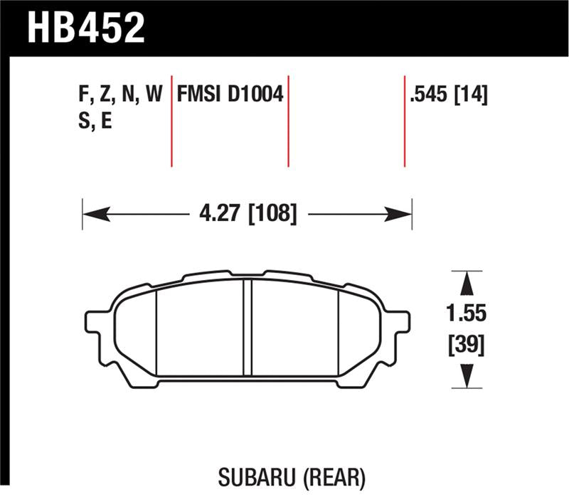 Hawk 03-05 WRX D1004 HPS Street Rear Brake Pads