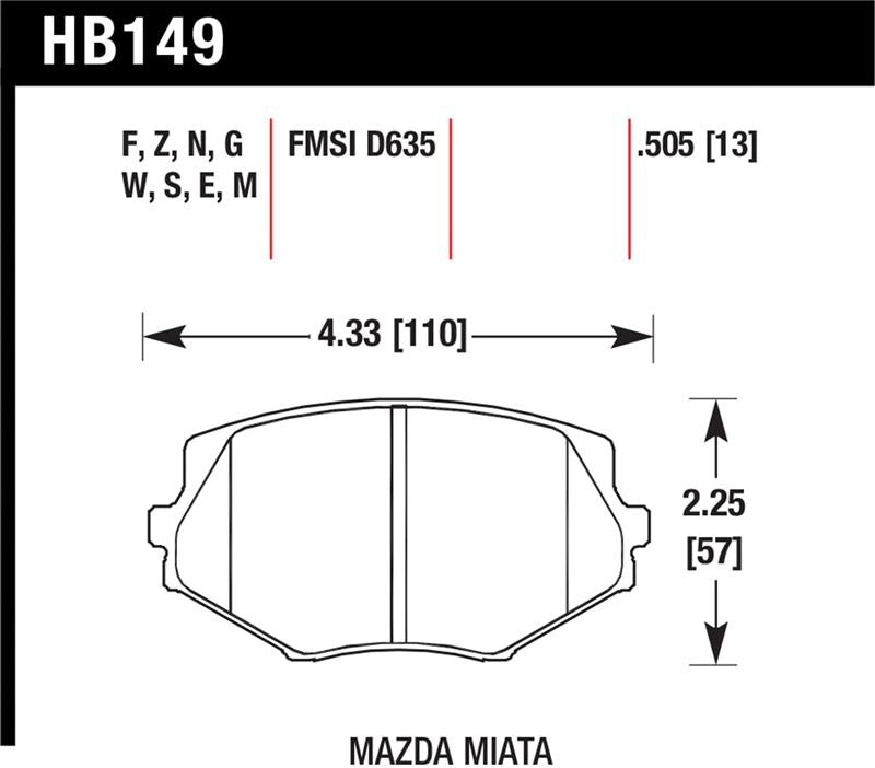 Hawk 94-00 Mazda Miata / 01-03 Miata w/ Standard Suspension DTC-60 Race Front Brake Pads (D635)