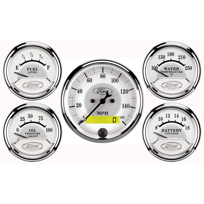 Ford Racing 5 Gauge Kit - White Face