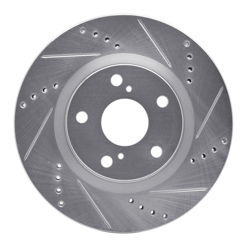 R1 2022-2023 Genesis G70 Front Right Drilled & Slotted Silver Brake Rotor