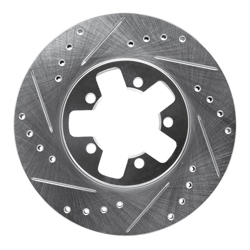 R1 1984-1989 Nissan 200SX Front Left Drilled & Slotted Silver Brake Rotor