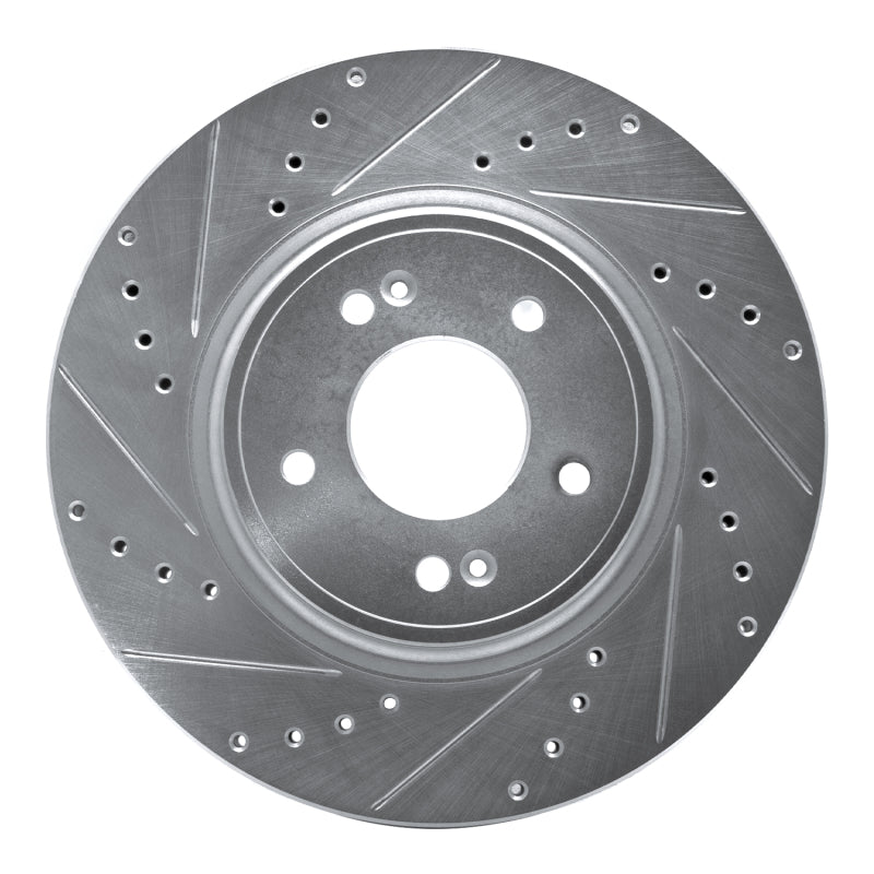 R1 18-23 Genesis G70 Front Left Drilled & Slotted Silver Brake Rotor