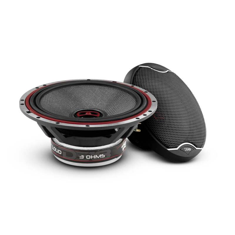 DS18 6.5in 120 Watts RMS 3 ohm 2-Way Coaxial Speakers And Component System w/ Fiberglass Cone