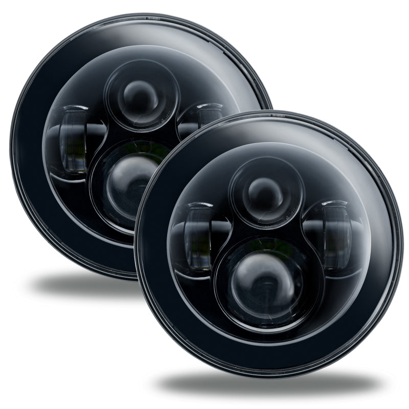7in LED Headlights No Halo Black Bezel