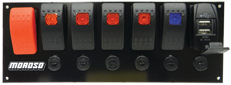 Rocker LED Switch Panel w/Breakers & USB Ports