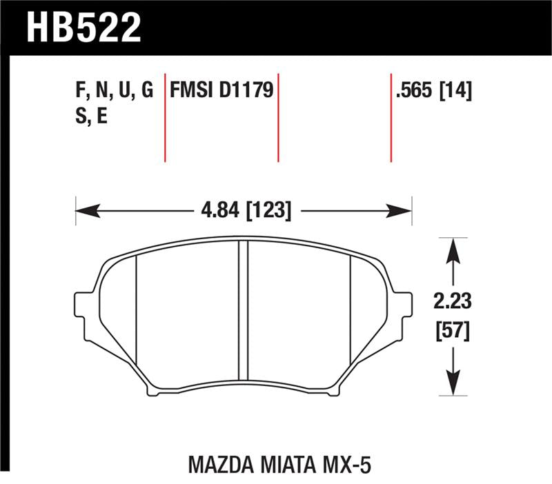 Hawk 06-10 Mazda Miata Mx-5 Base Blue 9012 Race Front Brake Pads
