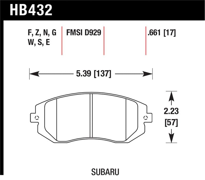 Hawk 2006-2006 Saab 9-2X 2.5i HPS 5.0 Front Brake Pads