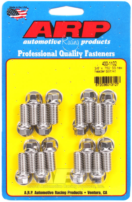S/S Header Bolt Kit - 3/8 x .750 UHL (16)