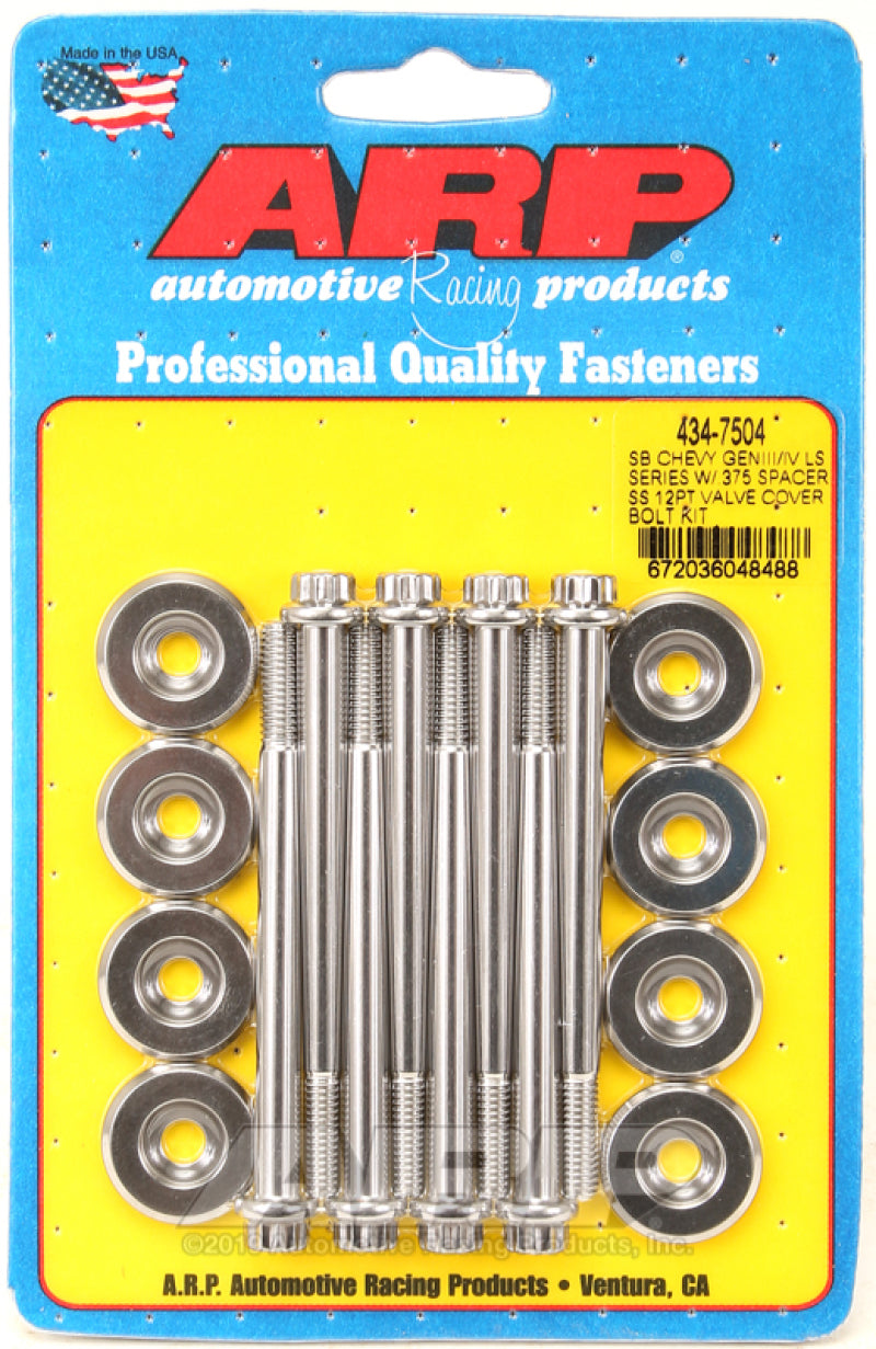 Valve Cover 12pt SS Bolt Kit GM LS e/.375 Spacer