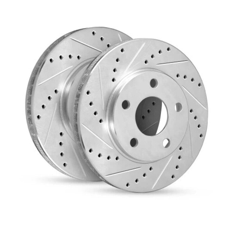 R1 22-25 Lexus RC300 Rear Left Drilled & Slotted Silver Brake Rotor