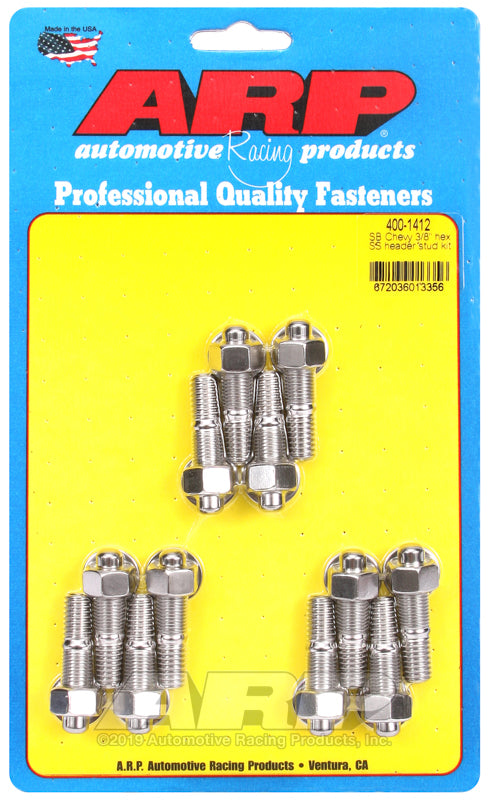 S/S Header Stud Kit - 3/8 x 1.670 OAL (12)