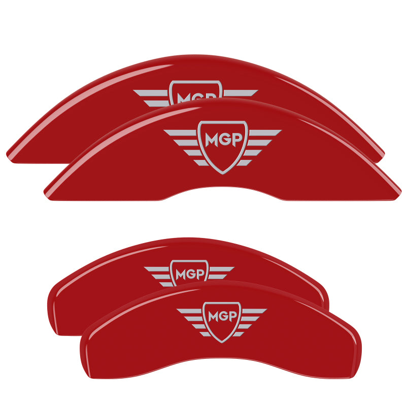 MGP 4 Caliper Covers Engraved Front & Rear MGP Red Finish White Characters 2018 Toyota Camry L/LE/SE