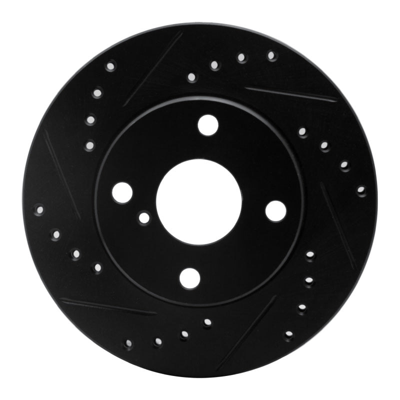 R1 90-93 Mazda Miata Front Left Drilled & Slotted Black Brake Rotor