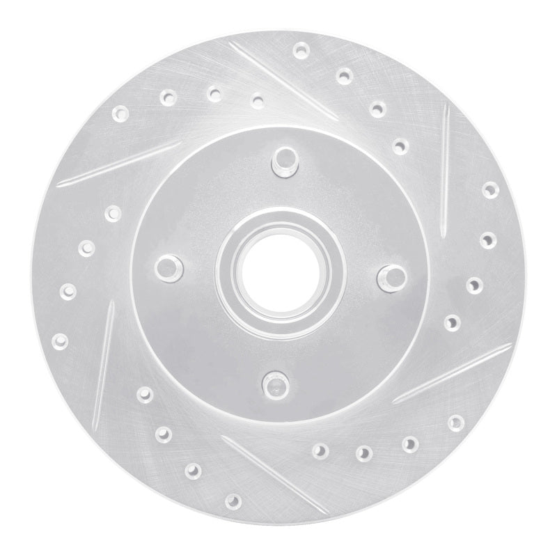 R1 78-93 Ford Granada Front Right Drilled & Slotted Silver Brake Rotor
