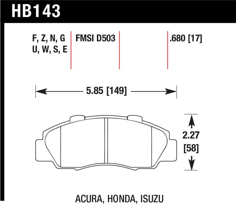 Hawk 1997-1997 Acura CL 3.0 HPS 5.0 Front Brake Pads