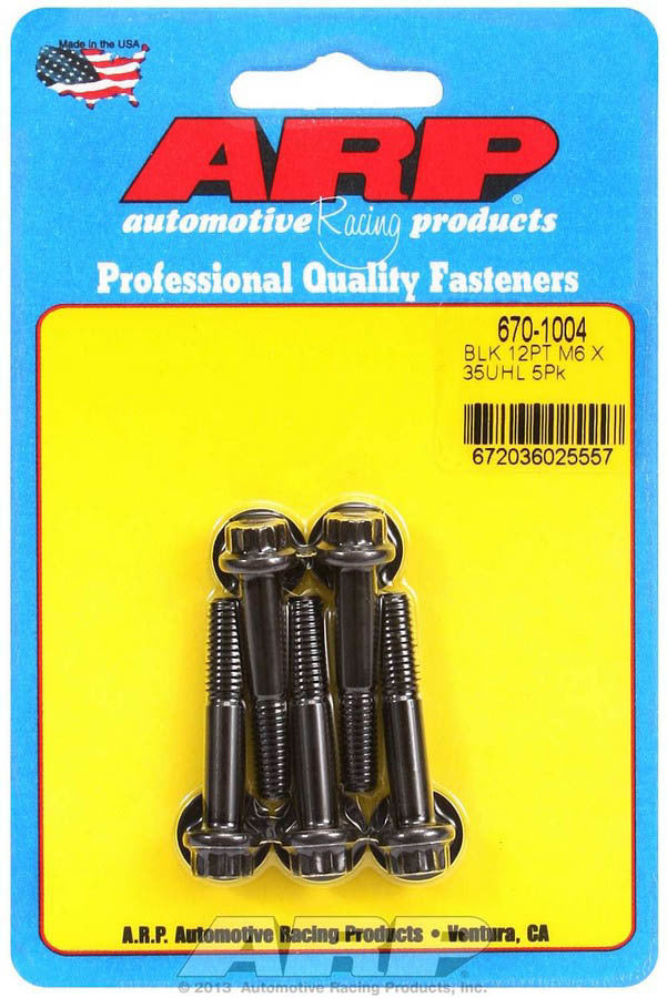 6mm x 1.00 x 35mm 12pt Bolt Kit 5pk