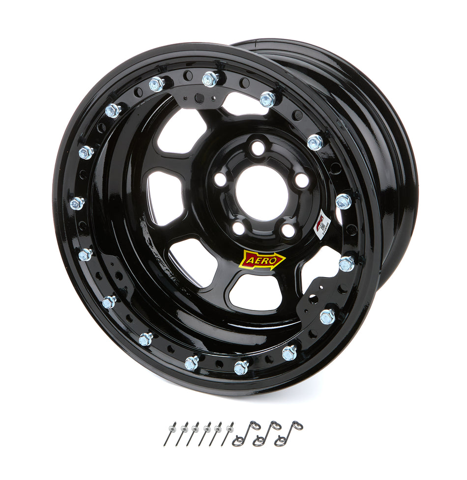 Wheel 15x8 1in B/S Black w/ Black Ring