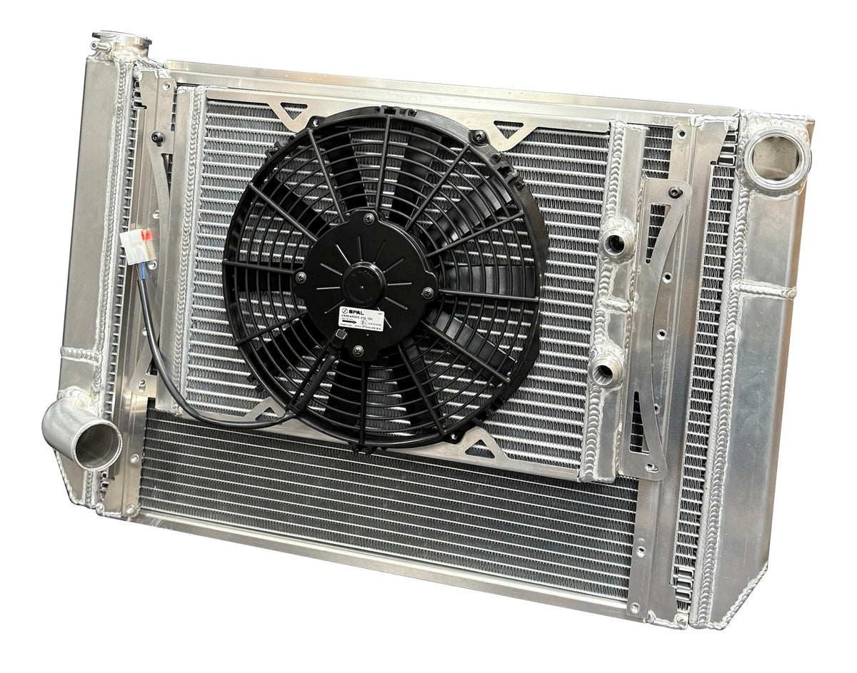 Radiator Dbl 29X18 W/Oil Cooler Fan W/ Fill Neck