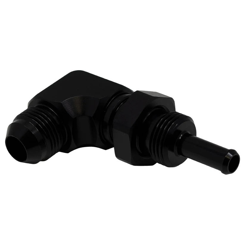 8AN Male to 5/16 Barb 90Deg Bulkhead