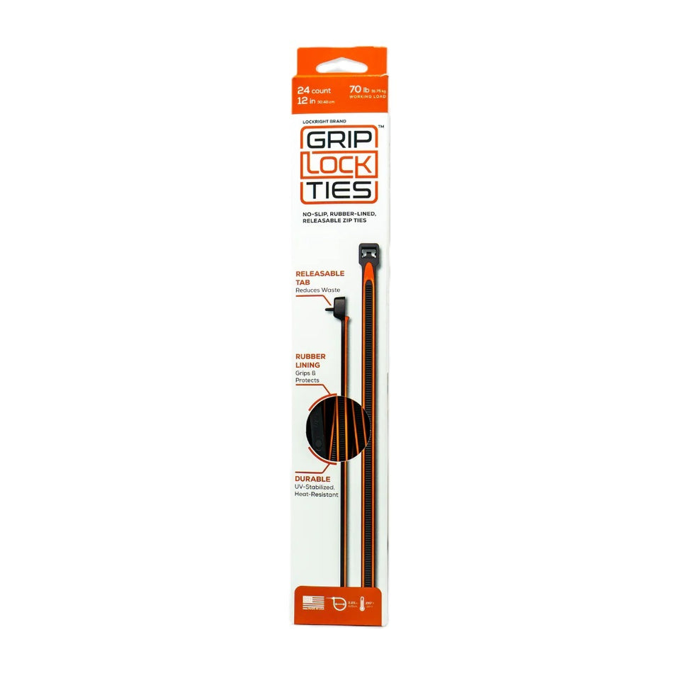 Zip Ties 12in Releasable Black / Orange 48pk