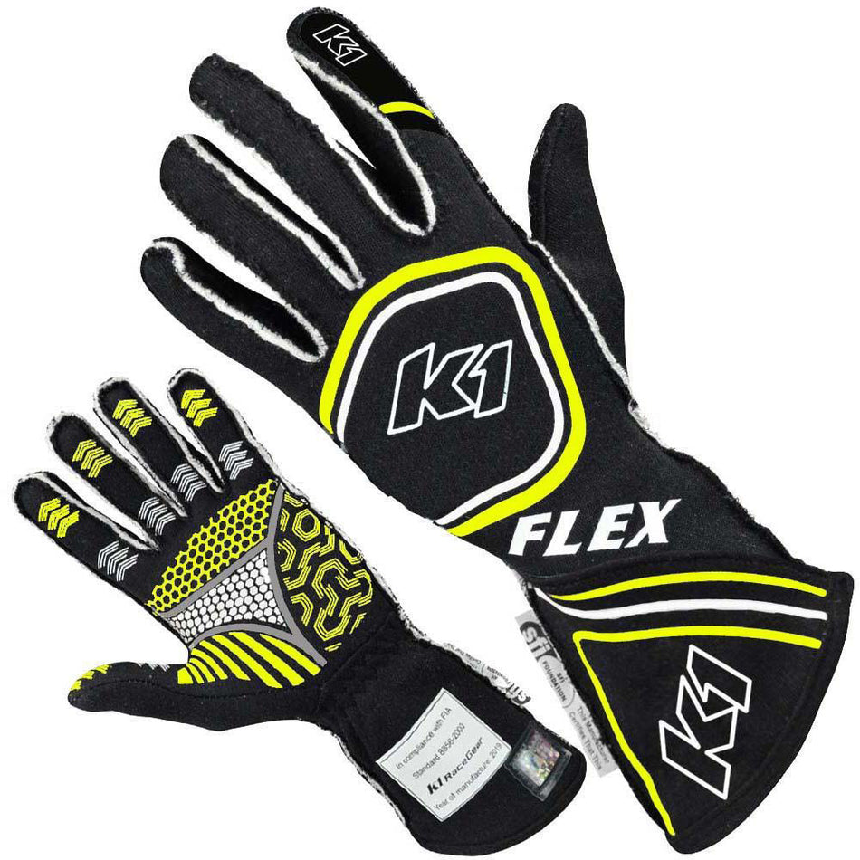 Glove Flex X-Large Black / Flo Yellow SFI 3.3/5
