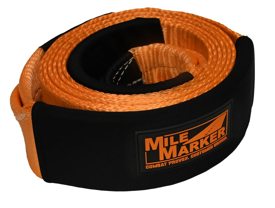 Orange and black strap with Mile Marker logo on a white background