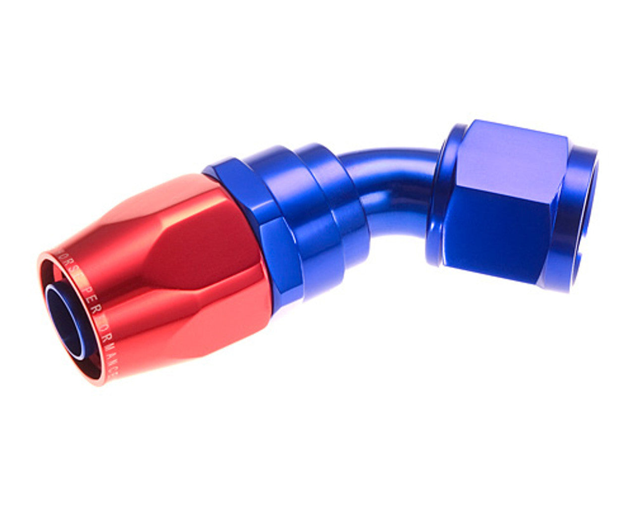 20 AN 45Deg Dble Swivel Hose End Red Blue