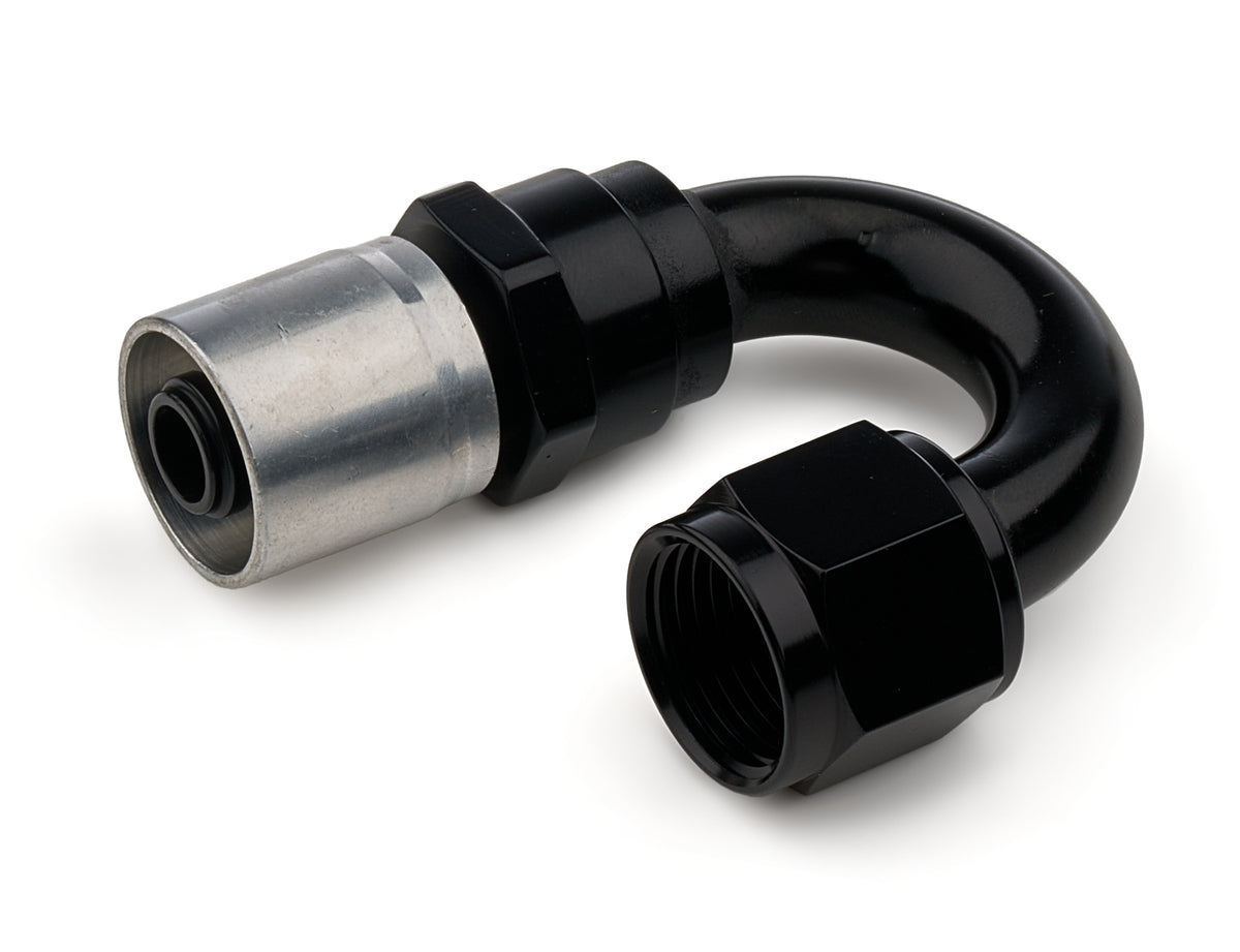 8AN 180 Degree Crimp Style Hose End Black
