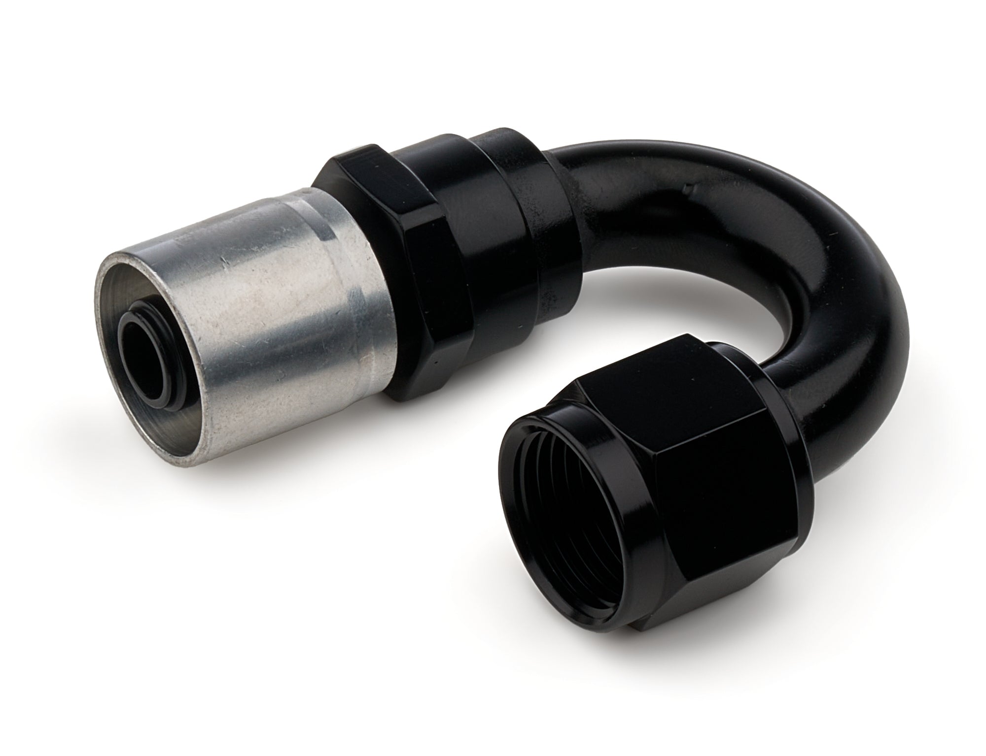 8AN 180 Degree Crimp Style Hose End Black