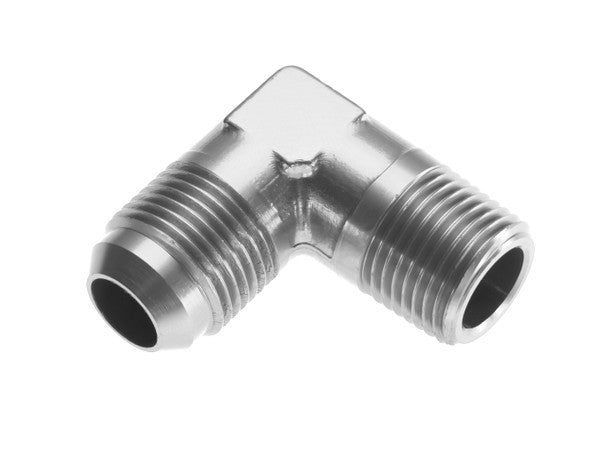6AN 90Deg Male Adapter to 1/4in) NPT Male Clear