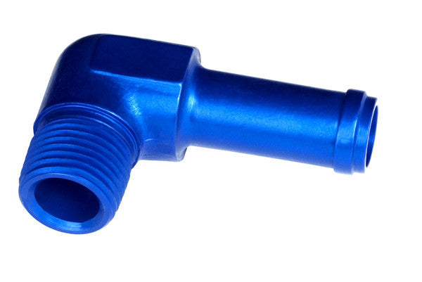 3/8in Hose to 1/4in NPT Male 90Deg Blue