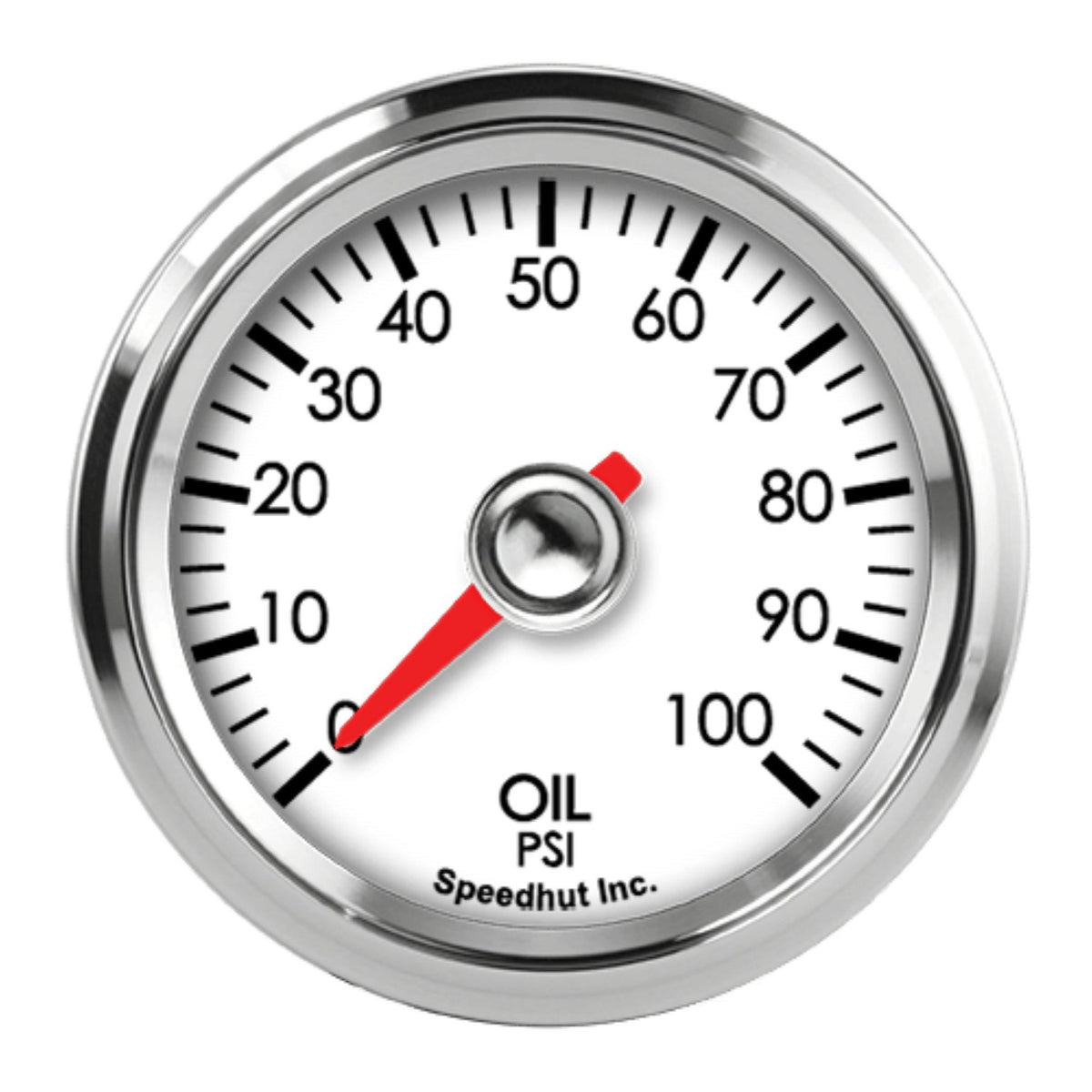 2-1/16in Oil Press Gauge 0-100psi White Face