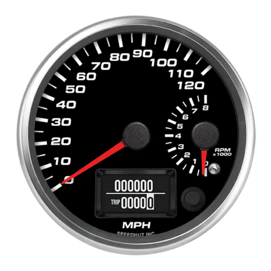 4in Dual GPS Speedo/Tach 120mph 8K RPM Black Face