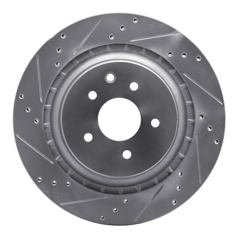 R1 09-20 Nissan 370Z Rear Left Drilled & Slotted Silver Brake Rotor